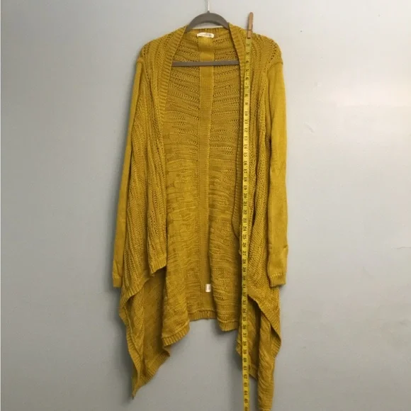 Natori Yellow Cardigan Sweater with Asymmetrical Hem - Picture 8 of 10